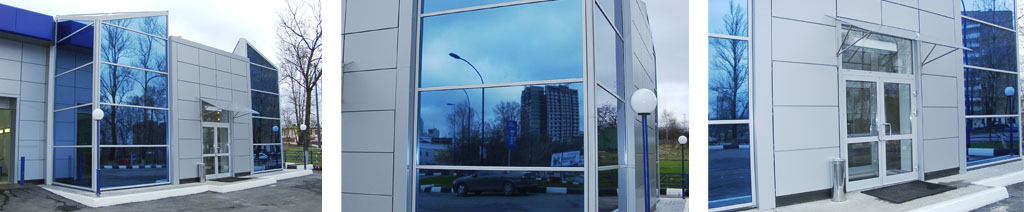 Остекление фасадов магазинов большими стеклопакетами Ивантеевка